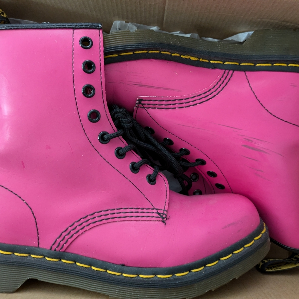 Doc. Martin boots, hot pink, style 1460w, US woman's size 8